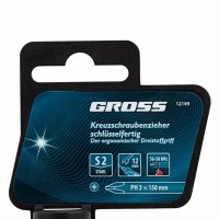 Отвертка РН 3*150мм S2 трёхкомпон. ручка GROSS