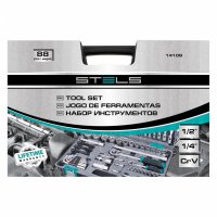 Набор инструмента 1/2, 1/4,  CrV пластиковый (88 предм) STELS