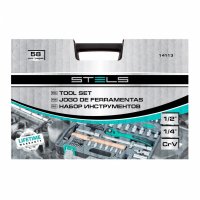 Набор инструмента 1/2, 1/4, пластиковый кейс (58 предм) STELS