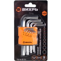 Набор ключей имбусовых НЕХ 9шт. 1,5*10мм Вихрь