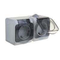 Систэм электрик ЭТЮД  розетка 2-м IP44 ОП 16А белая с крышкой с/з SE PA16-244B