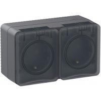 Систэм э Atlas Design Profi розетка 2-м ОП антрацит IP54