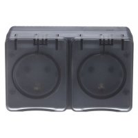 Систэм э Atlas Design Profi розетка 2-м ОП антрацит IP54