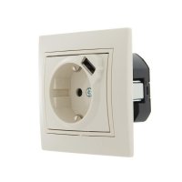 Лезард Мира розетка 1м СП+USB 2.1A крем 701-0303-181